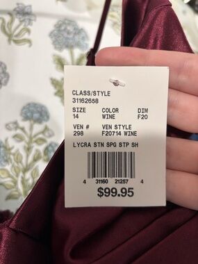 David's Bridal Satin Dress in Wine